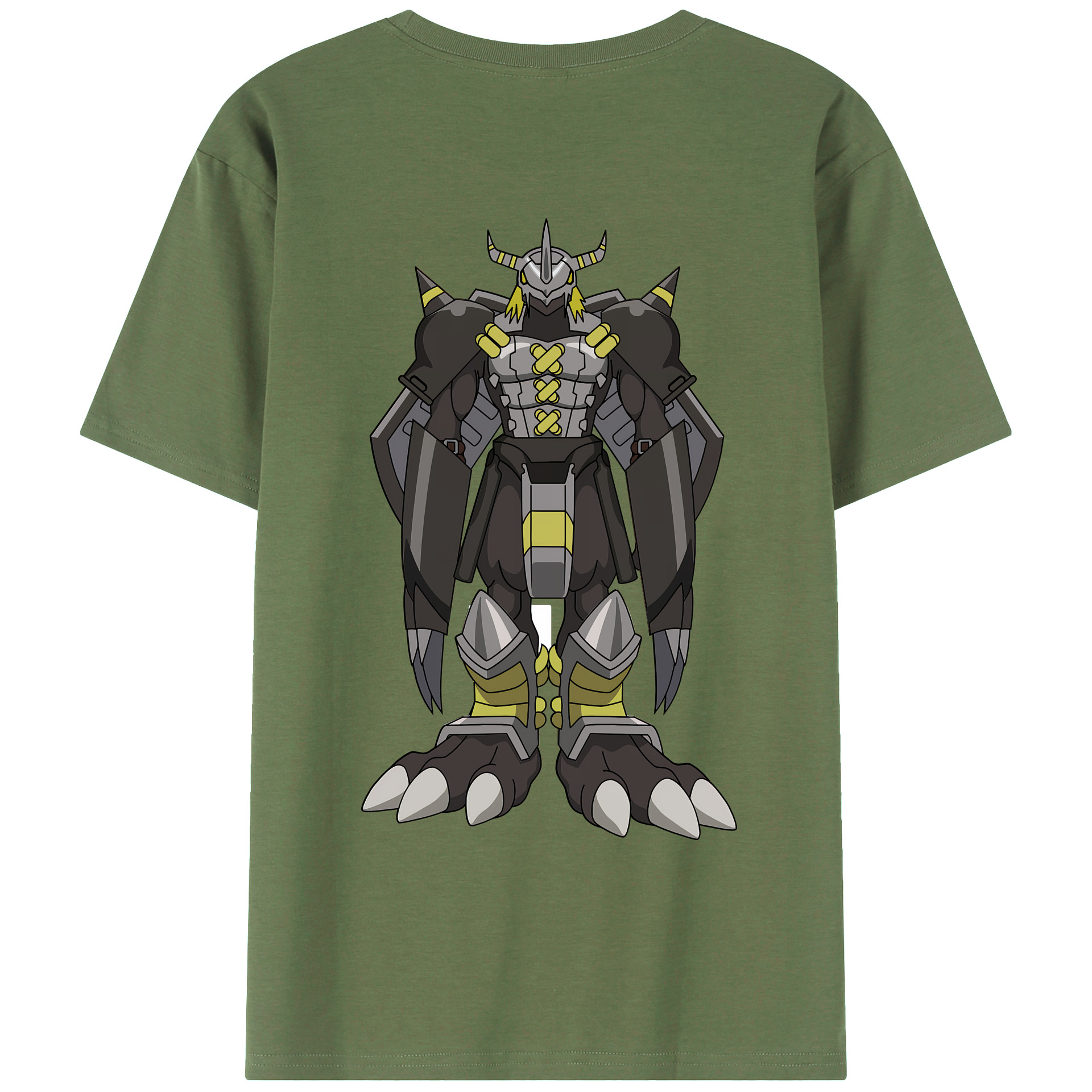 （画像用） Digimon デジタルモンスター/デジモン 綿100％ メンズ半袖Tシャツ（バックプリント） 通気性